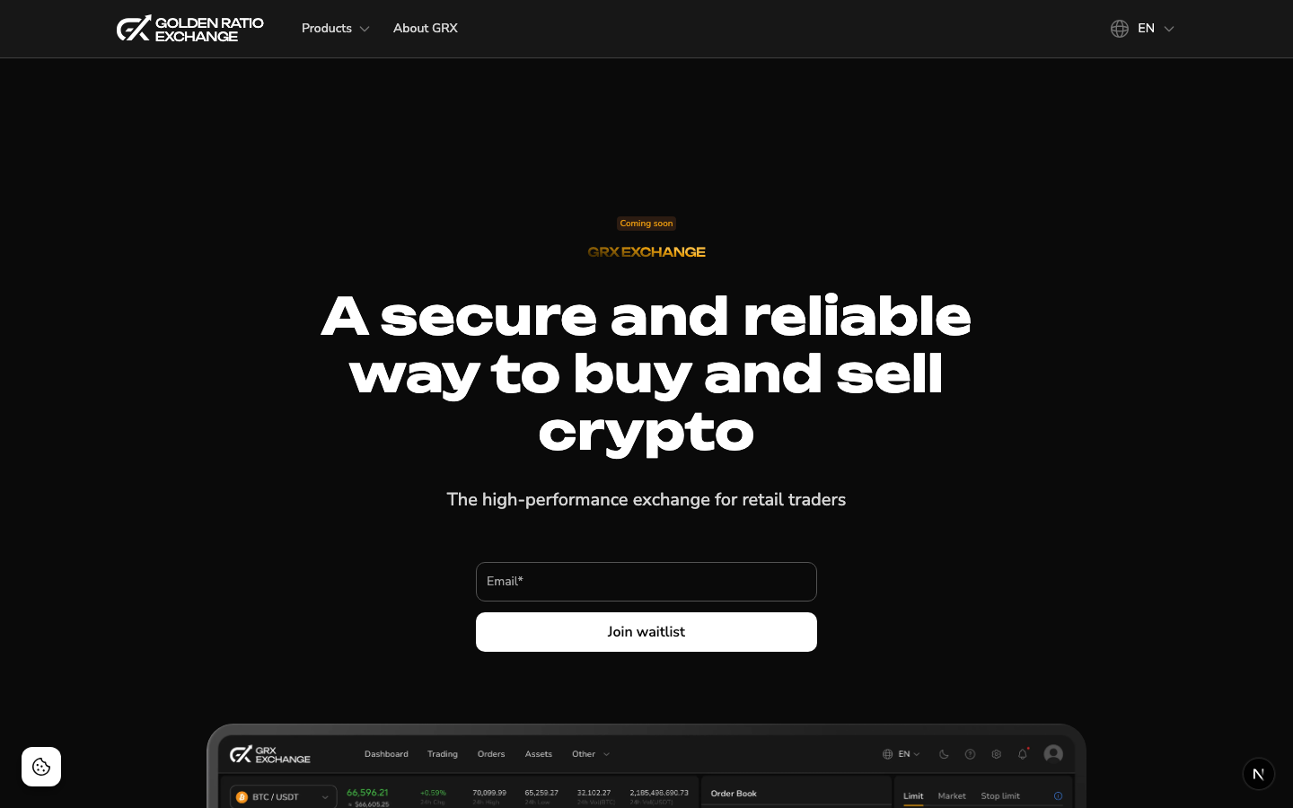GRX Exchange coming-soon waitlist page