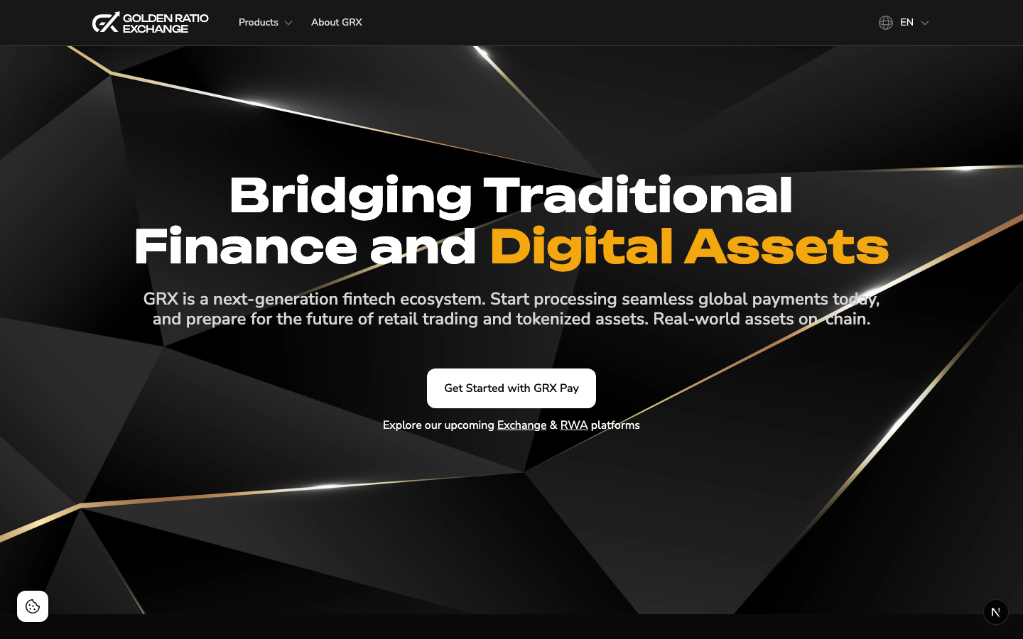 GRX homepage hero section